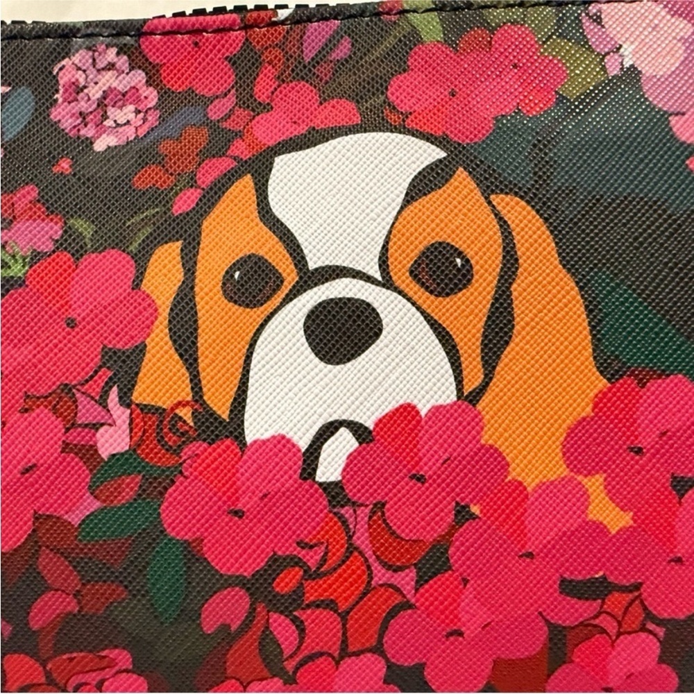 NWT Marc Tetro Floral Dog Cosmetic Case Makeup Bag - Picture 2 of 9